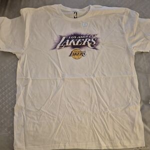 NBA Los Angeles Lakers White Tee with Purple and Gold Logo
